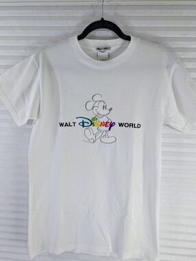 VTG Walt Disney World Mickey Mouse Embroidered T-Shirt Made in USA Small Unisex